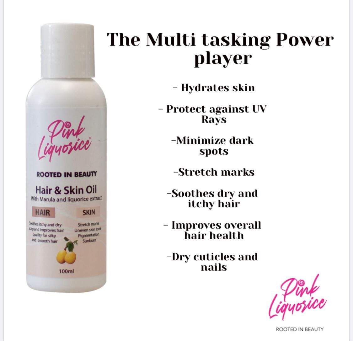 Hair & Skin Oil (with marula oil and liquorice root) Hair & Skin Oil Pink Liquorice SA