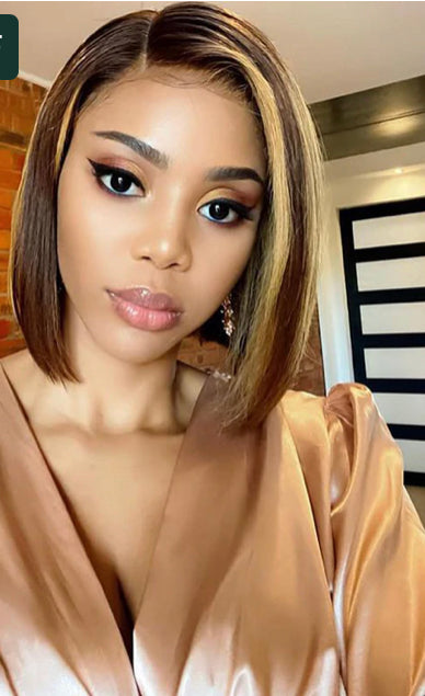 Custom highlight brown silk base closure lace wig preplucked