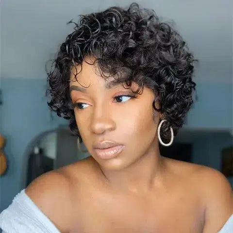 Curly Short Bob Closure Lace Wig 100% Human Hair