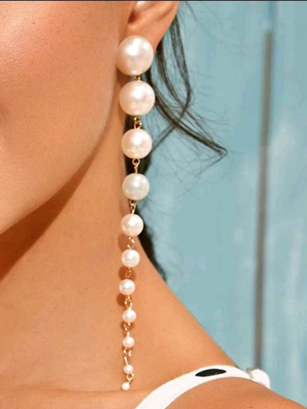 Paloma pearl long drop earrings