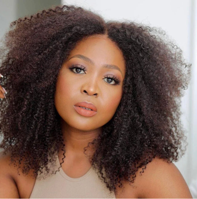 Glueless Lace Wig Afro Curl Middle Part