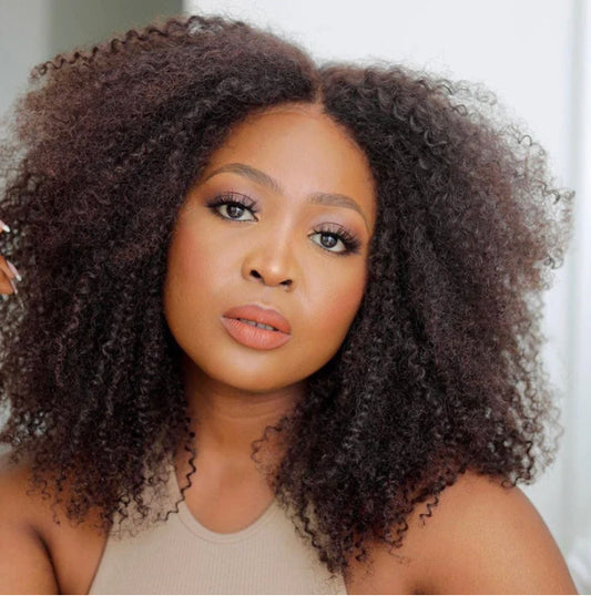 Glueless Lace Wig Afro Curl Middle Part