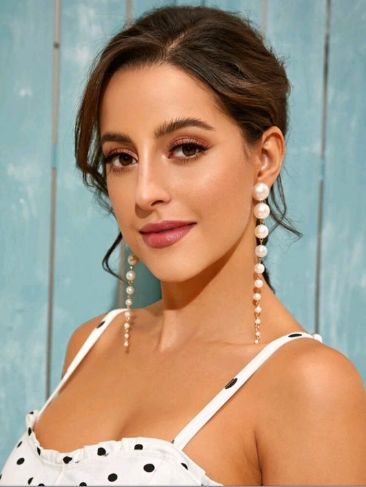 Paloma pearl long drop earrings