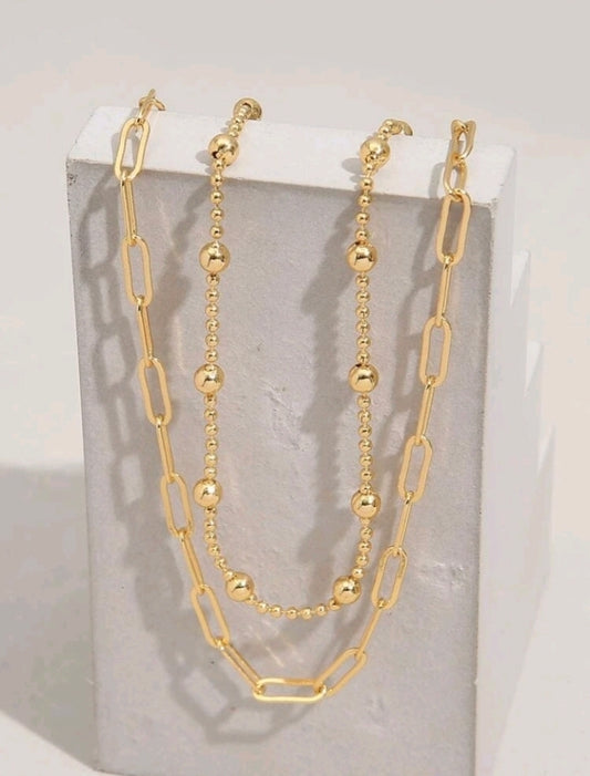Paperclip layered necklace