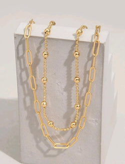 Paperclip layered necklace